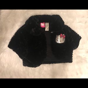 Hello Kitty Black Faux Fur vest Girl  SZ (7/8) M